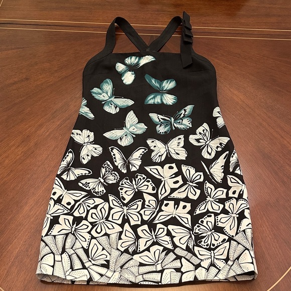 Versace Butterfly Print Bodycon Dress Black White Sleeveless Designer - Picture 8 of 16